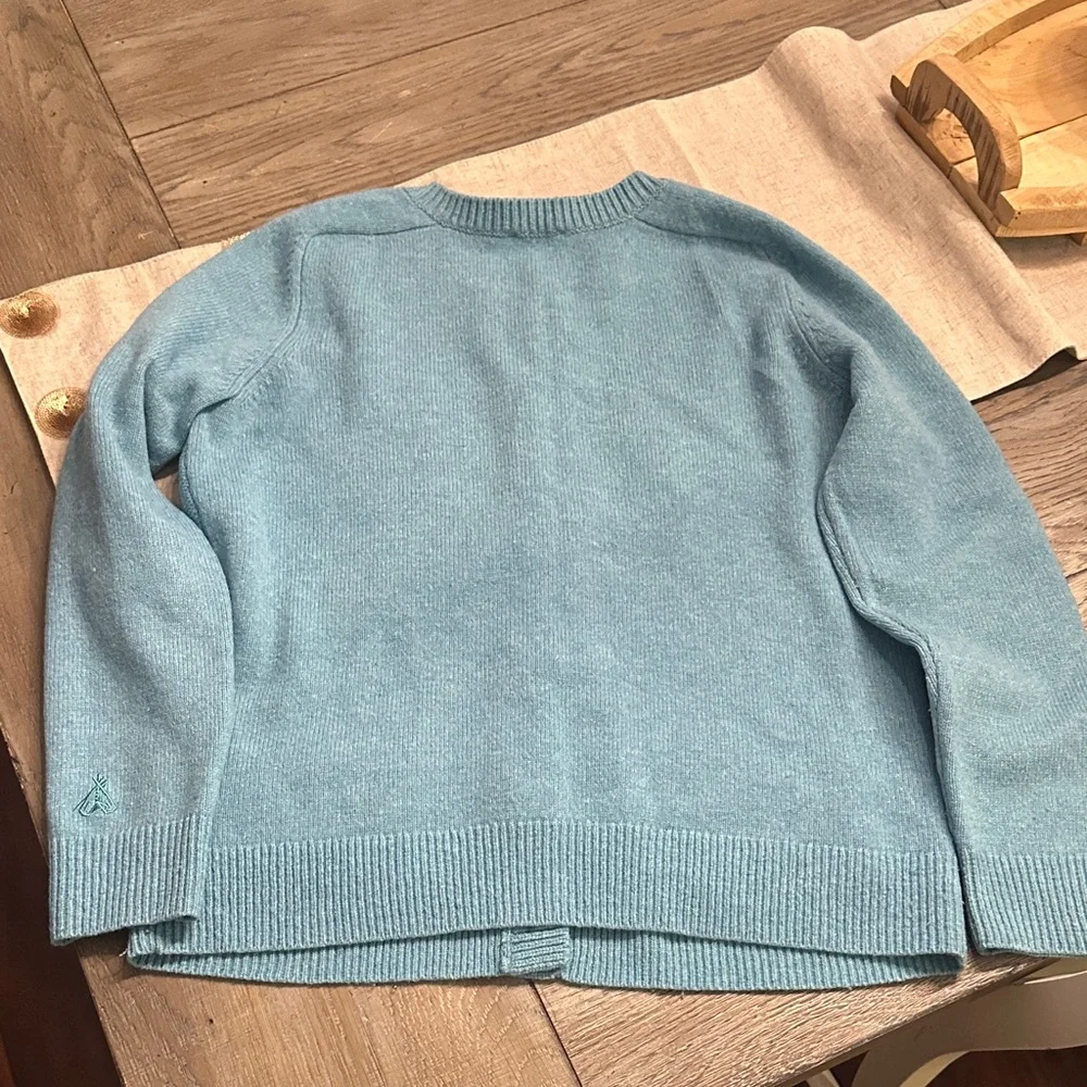 Pendleton 100% Lambswool Cardigan Sweater Teal Blue Knit Button Front Size M - Picture 7 of 13